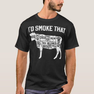 Butcher Cook BBQ Id Smoke That Cow Beef dinos T-shirt