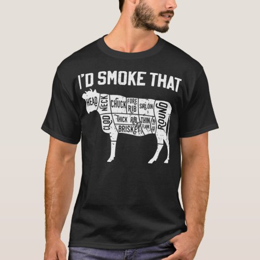 Butcher Cook BBQ Id Smoke That Cow Beef dinos T-shirt (Voorkant)