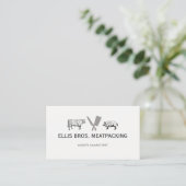 Butcher, Cut Pig and Koe, Knife Cleaver Logo Visitekaartje (Staand voorkant)