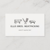 Butcher, Cut Pig and Koe, Knife Cleaver Logo Visitekaartje (Voorkant)