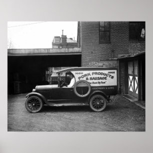 Butcher Delivery Truck, 1926. Vintage Photo Poster