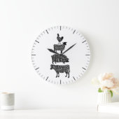 Butcher diagram meat cuts clock grote klok (Huis)