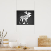 Butcher diagram meat cuts clock hunting moose poster (Keuken)