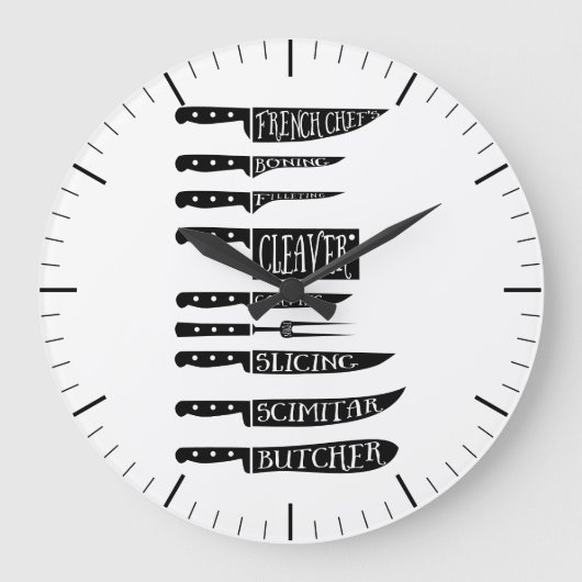 Butcher diagram meat cuts clock kniedelaar grote klok (Voorkant)