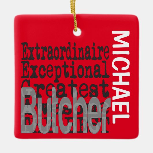 Butcher Extraordinaire CUSTOM Keramisch Ornament (Voorkant)