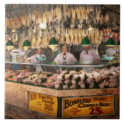 Butcher - Gekookt op kip 1931 Tegeltje (Voorkant)