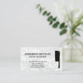 Butcher Knife | Achtergrond witte marmer Visitekaartje (Staand voorkant)