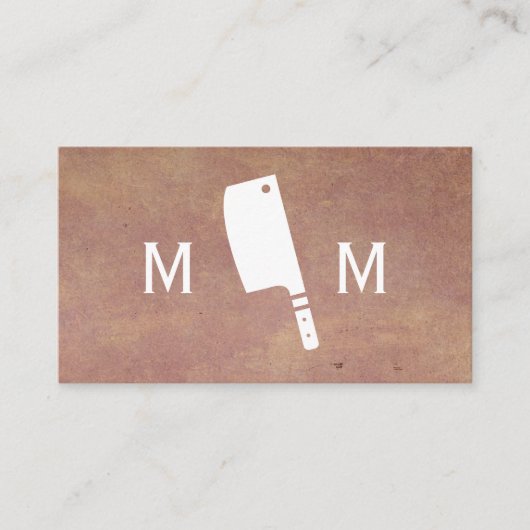 Butcher Knife Monogram | Achtergrond textiel Visitekaartje (Voorkant)