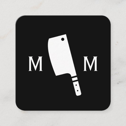 Butcher Knife Monogram Vierkante Visitekaartje (Voorkant)