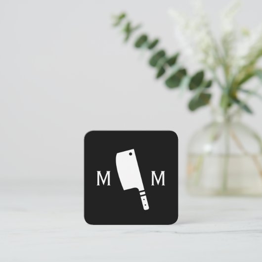 Butcher Knife Monogram Vierkante Visitekaartje (Staand voorkant)