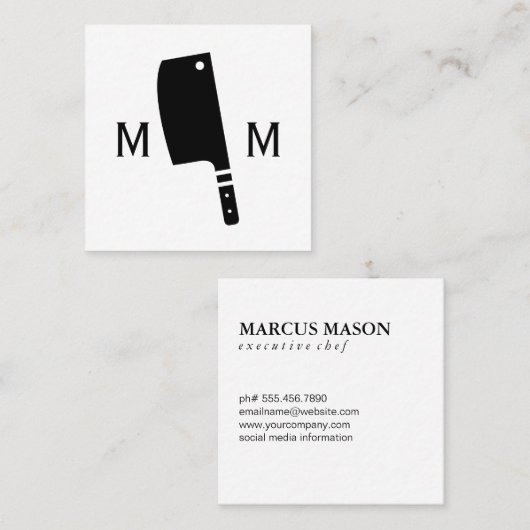 Butcher Knife Monogram Vierkante Visitekaartje (Voorkant / Achterkant)