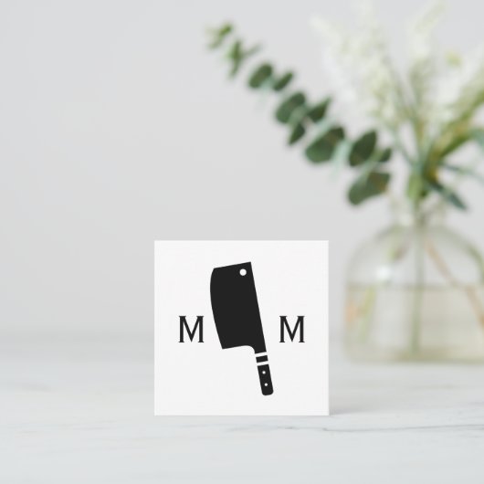 Butcher Knife Monogram Vierkante Visitekaartje (Staand voorkant)