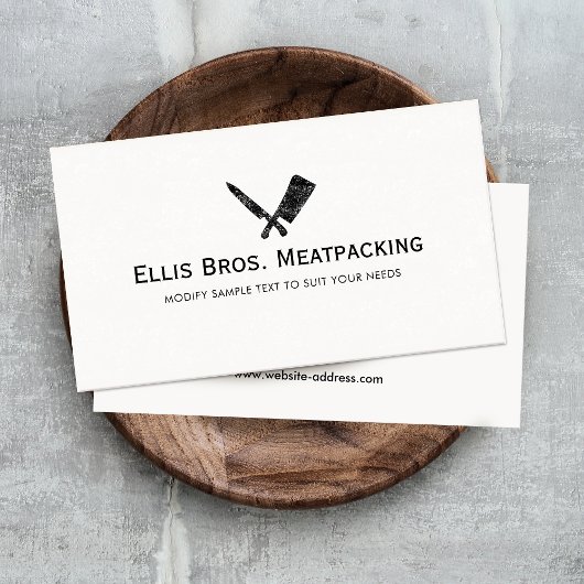 Butcher Shop Knife and Meat Cleaver Logo Visitekaartje