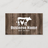Butcher Shop Meat Market Chicken Pig Koe Barn Wood Visitekaartje (Voorkant)