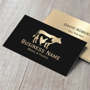Butcher Shop Meats & Poultry Market Moderne Gold Visitekaartje