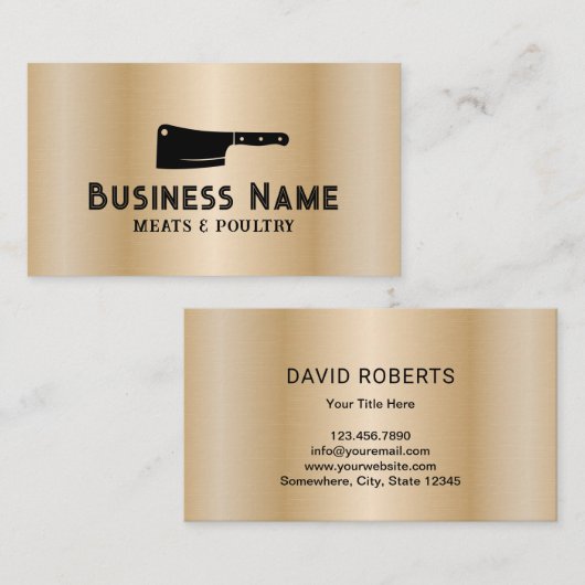 Butcher Vlees Cleaver Vlees & Poultry Market Gold Visitekaartje (Voorkant / Achterkant)