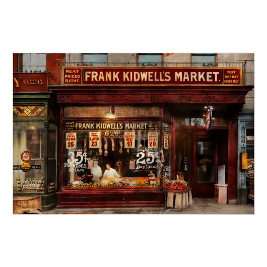 Butcher - Vlees met prijs 1916 Poster (Voorkant)