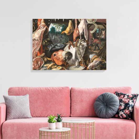 Butcher's Stall (van Pieter Aertsen) Canvas Afdruk (Insitu (Woonkamer))
