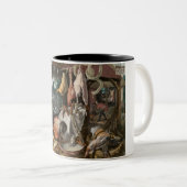 Butcher's Stall (van Pieter Aertsen) Tweekleurige Koffiemok (Voorkant rechts)