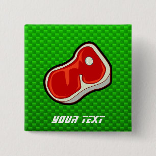 Butcher's Steak; Groen Vierkante Button 5,1 Cm