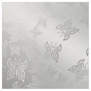 Buterflies Pattern Silver Stof