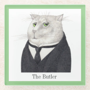 BUTLER CAT Glass Drink Onderzetter + Tekst
