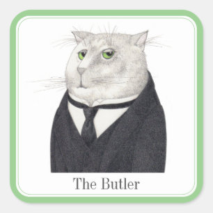 BUTLER CAT Grote Vierkante Stickers + Tekst