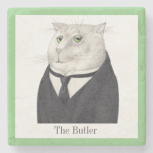 BUTLER CAT Marmeren Steen Onderzetter + Tekst
