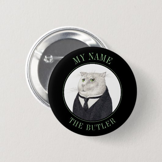 BUTLER CAT Naam Tag Badge Pin Button III (Voorkant /achterkant)