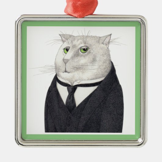 BUTLER CAT Premium Square Ornament (Voorkant)