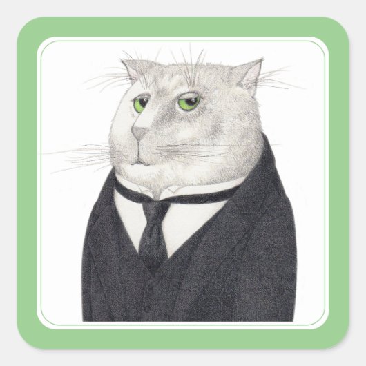 BUTLER CAT Small Square Stickers (Voorkant)