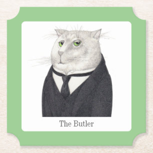 BUTLER CAT Ticket Papier Onderzetters + Tekst