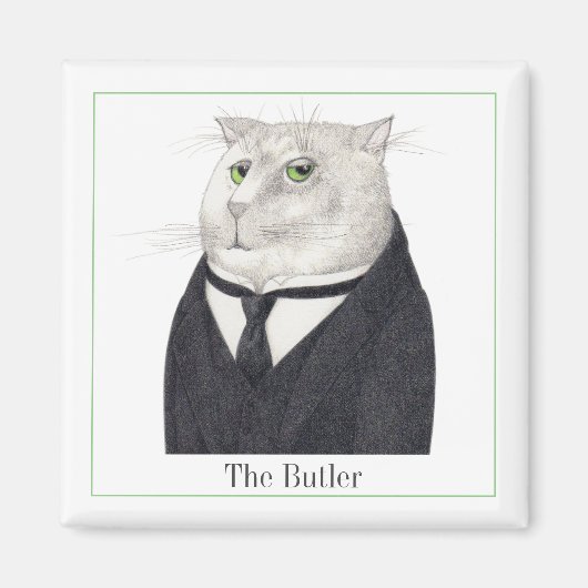 BUTLER CAT Vierkante Magneet + Tekst II (Voorkant)