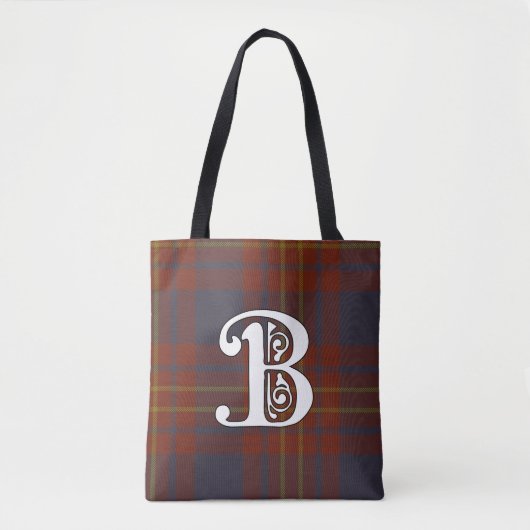 Butler Clan Tartan Monogram Tote Bag (Voorkant)