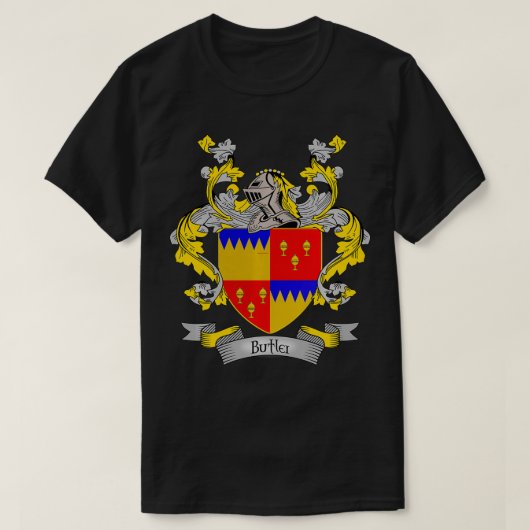 Butler Coat of Arms Butler Familienaam Crest T-shirt (Design voorkant)