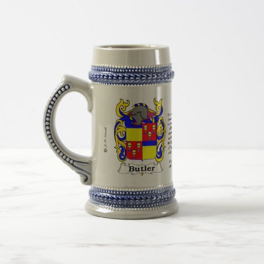 Butler Family Crest Ceramic Stein Bierpul (Links)