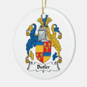 Butler Family Crest Keramisch Ornament (Links)