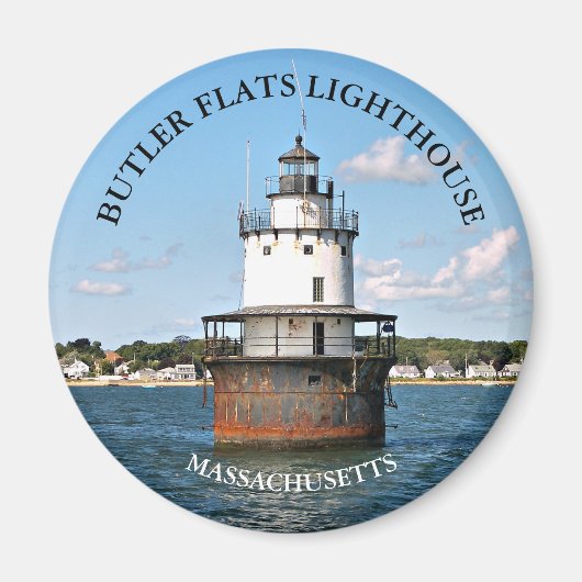 Butler Flats vuurtoren Massachusetts Round Magnet (Voorkant)