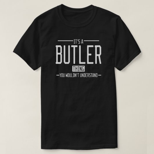 Butler grappige achternaam grappige familie t-shirt (Design voorkant)