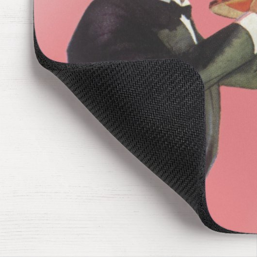 butler in een smoking serveert wijn op dienblad muismat (Hoek)