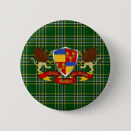 Butler Irish Coat of Arms Buttonnen Ronde Button 5,7 Cm (Voorkant)