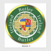 Butler Irish Shield & Celtic Cross gepersonaliseer Sticker (Vel)