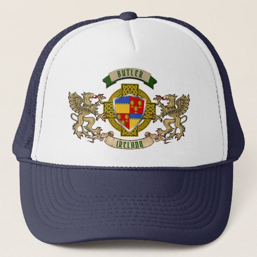 Butler Irish Shield & Griffins Personalized Trucker Pet (Voorkant)