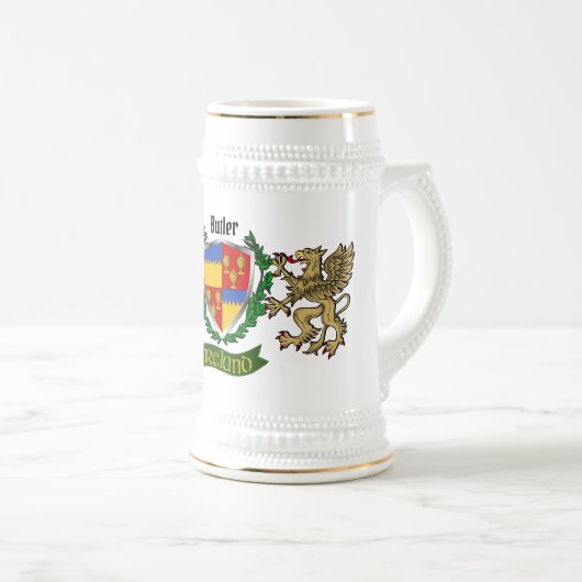 Butler Irish Shield Personalized Bierpul (Voorkant rechts)
