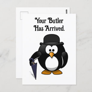 Butler Pinguïn met paraplu Schattigee Cartoon Bird Briefkaart