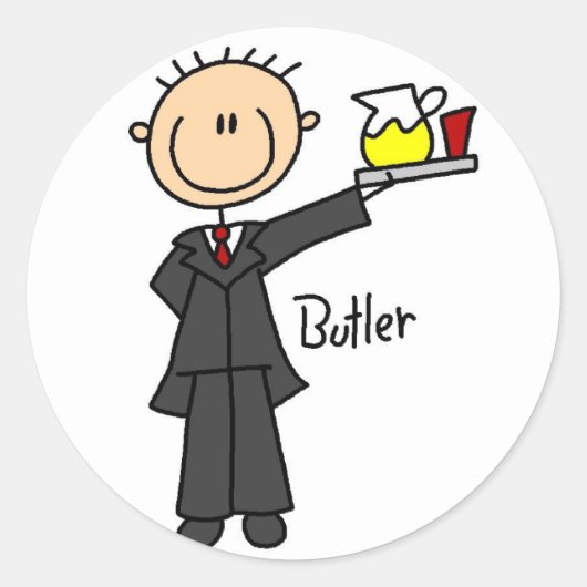 Butler Stickfiguur Sticker (Voorkant)