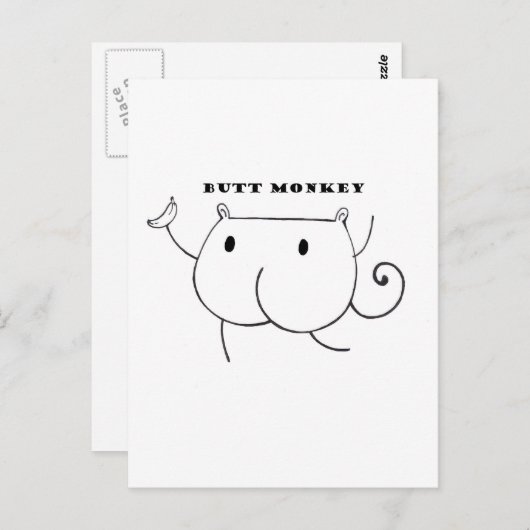Butt Monkey Black en White Briefkaart (Voorkant / Achterkant)