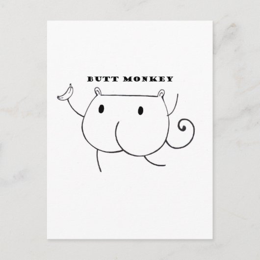 Butt Monkey Black en White Briefkaart (Voorkant)