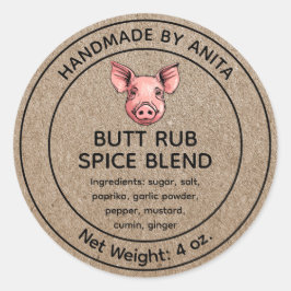 Butt Rub Spice Blend Jar Label Kraft-papierstijl