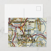 Butte Montana  Map Briefkaart (Voorkant / Achterkant)